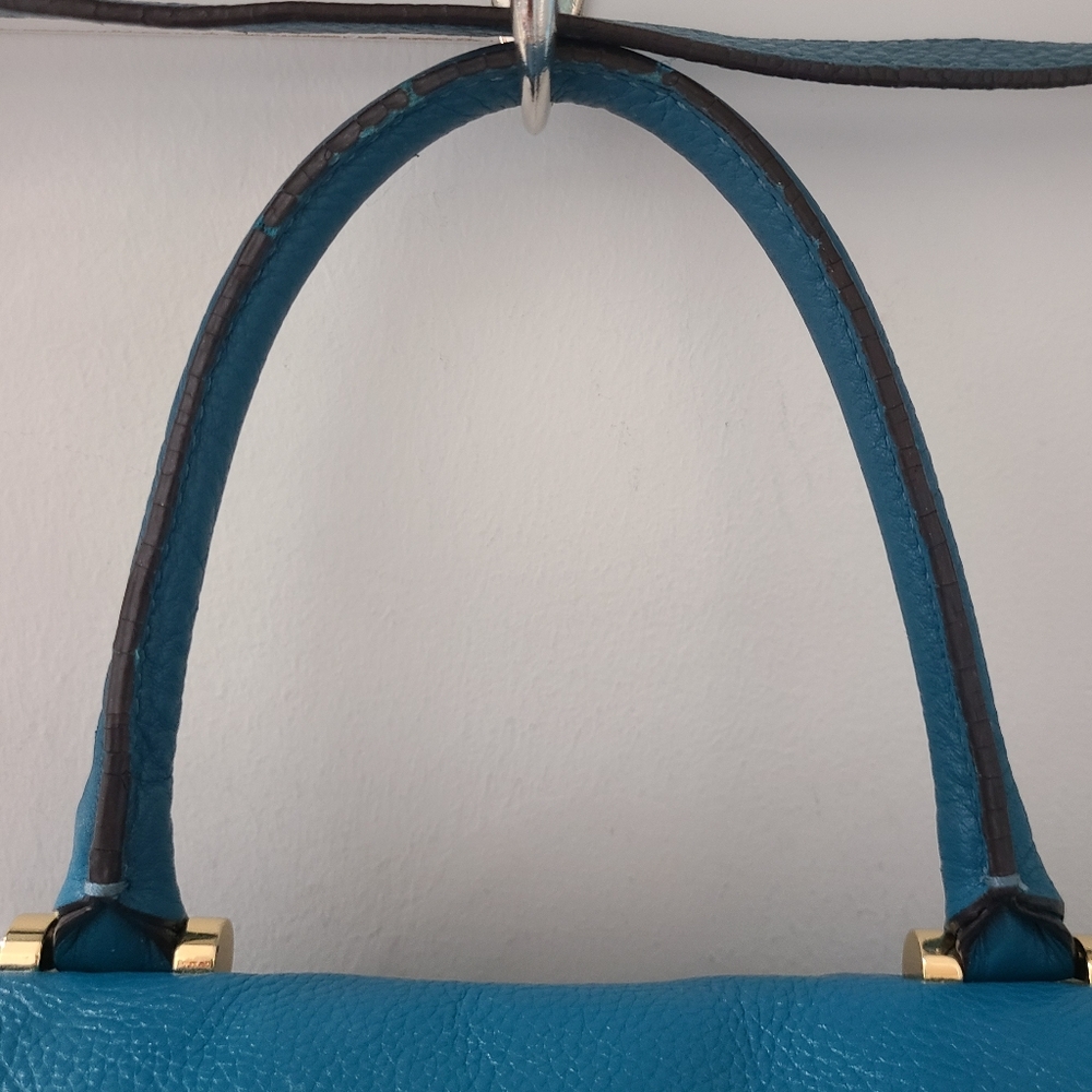 Michael Kors Large Fulton TZ Pebbled Leather Satchel in Deep Turqouise - Picture 15 of 16